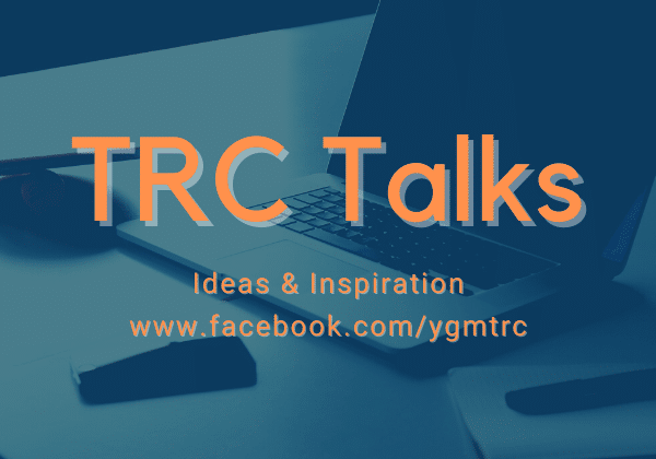 Blue image with orange writing - 'TRC Talks'
